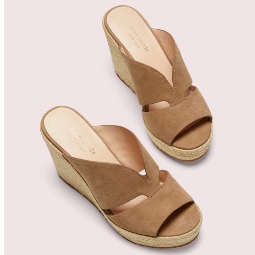 NWT Kate Spade Tropez Wedges Sandals Tan Almond 8